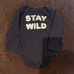 Kids Long-Sleeve One-Piece Bodysuit - Black "Stay Wild"